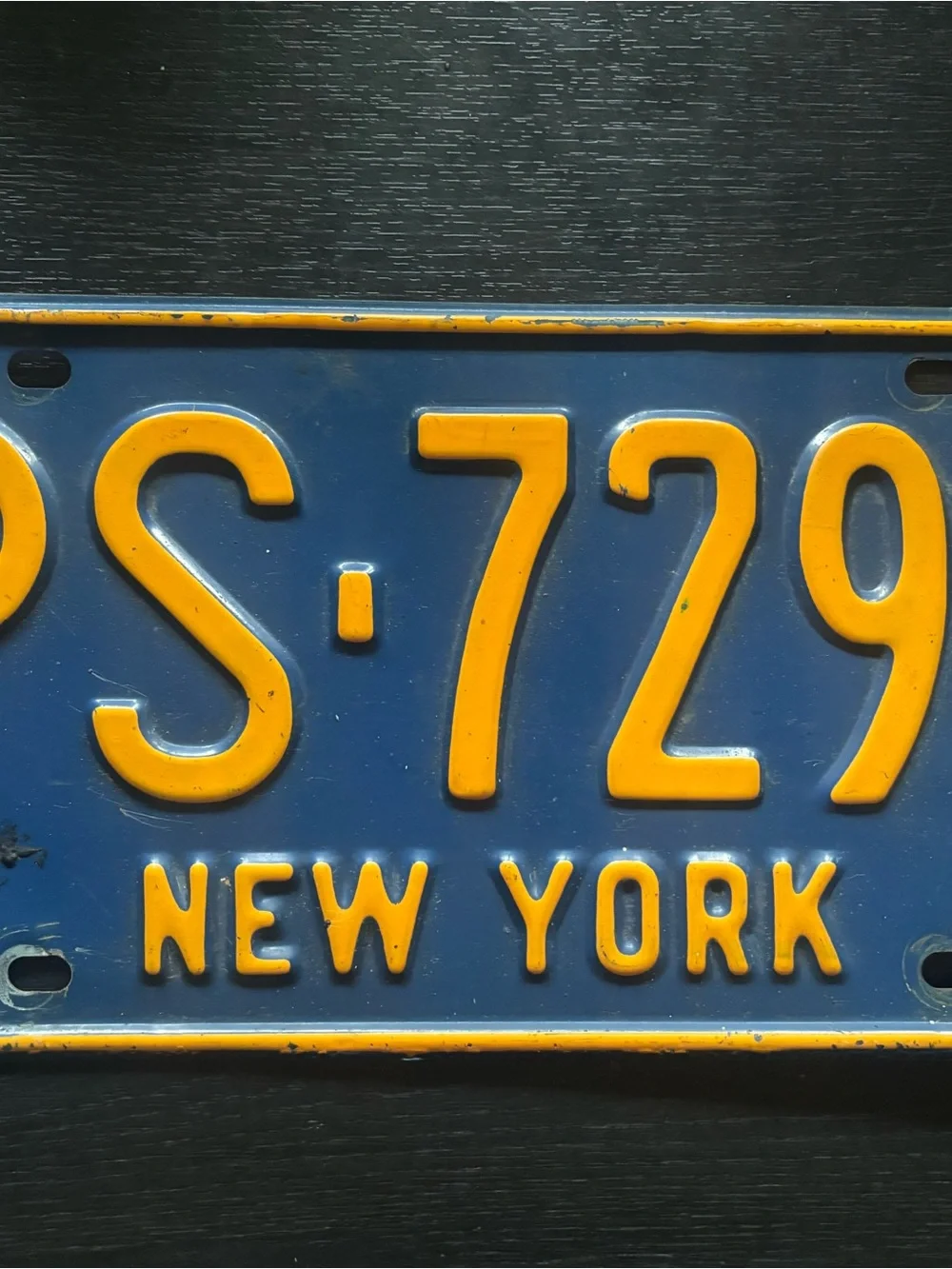 Vintage Blue and Yellow New York License Plate Wall Decor